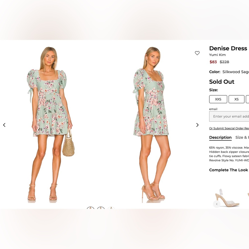 Yumi Kim Denise Mint Floral Mini Dress XS - Picture 2 of 5